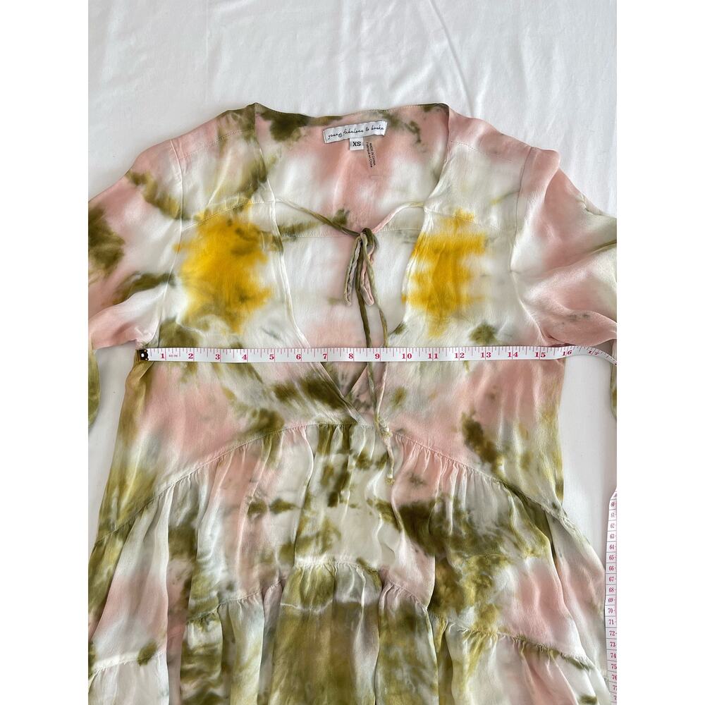 Young Fabulous and Broke Rosa Mini Dress Olive Venus Tie Dye Oversized Boho XS - Picture 10 of 12